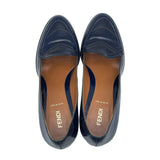 フェンディ FENDI バイカラーヒールローファー ネイビー レザー レディース パンプス