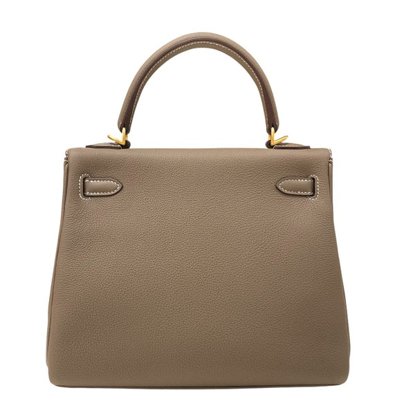 エルメス HERMES ケリー25 内縫い K刻印 エトゥープ マットゴールド金具 トゴ レディース ハンドバッグ