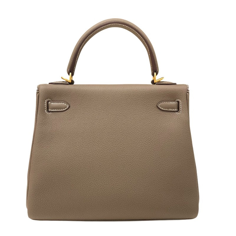 エルメス HERMES ケリー25 内縫い K刻印 エトゥープ マットゴールド金具 トゴ レディース ハンドバッグ