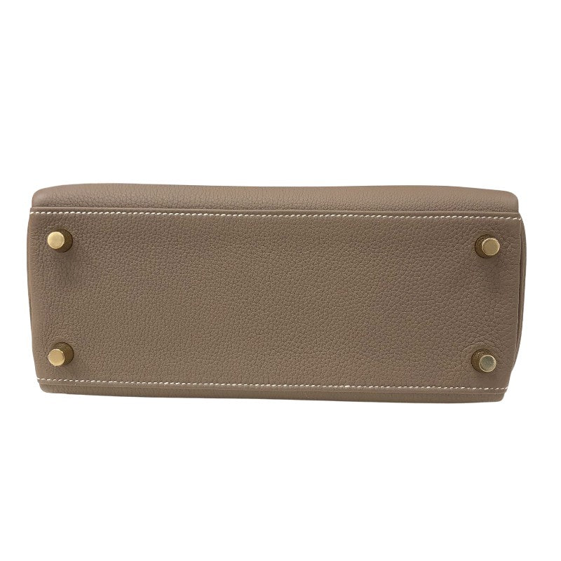 エルメス HERMES ケリー25 内縫い K刻印 エトゥープ マットゴールド金具 トゴ レディース ハンドバッグ