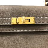 エルメス HERMES ケリー25 内縫い K刻印 エトゥープ マットゴールド金具 トゴ レディース ハンドバッグ