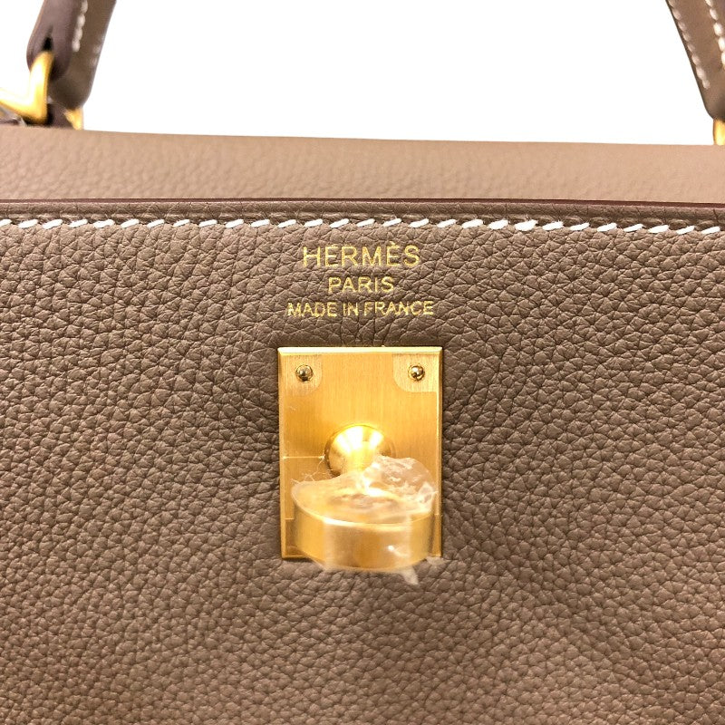エルメス HERMES ケリー25 内縫い K刻印 エトゥープ マットゴールド金具 トゴ レディース ハンドバッグ