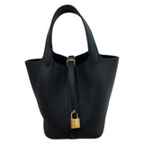 エルメス HERMES ピコタンロックPM K刻印 ブラック ゴールド金具 トリヨン レディース ハンドバッグ