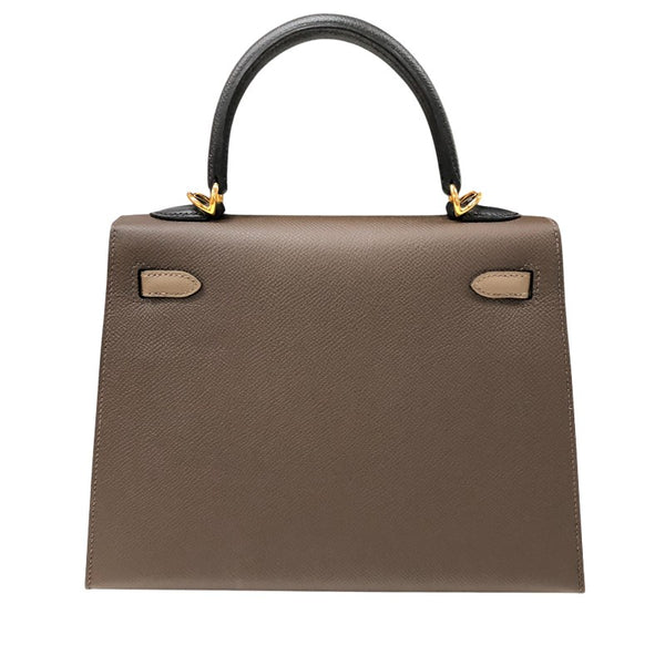 エルメス HERMES ケリー25 外縫い トリコロール B刻 エコルセ・エトゥープ・ブラック ゴールド金具 エプソン レディース ハンドバッグ