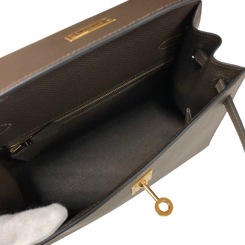 エルメス HERMES ケリー25 外縫い トリコロール B刻 エコルセ・エトゥープ・ブラック ゴールド金具 エプソン レディース ハンドバッグ
