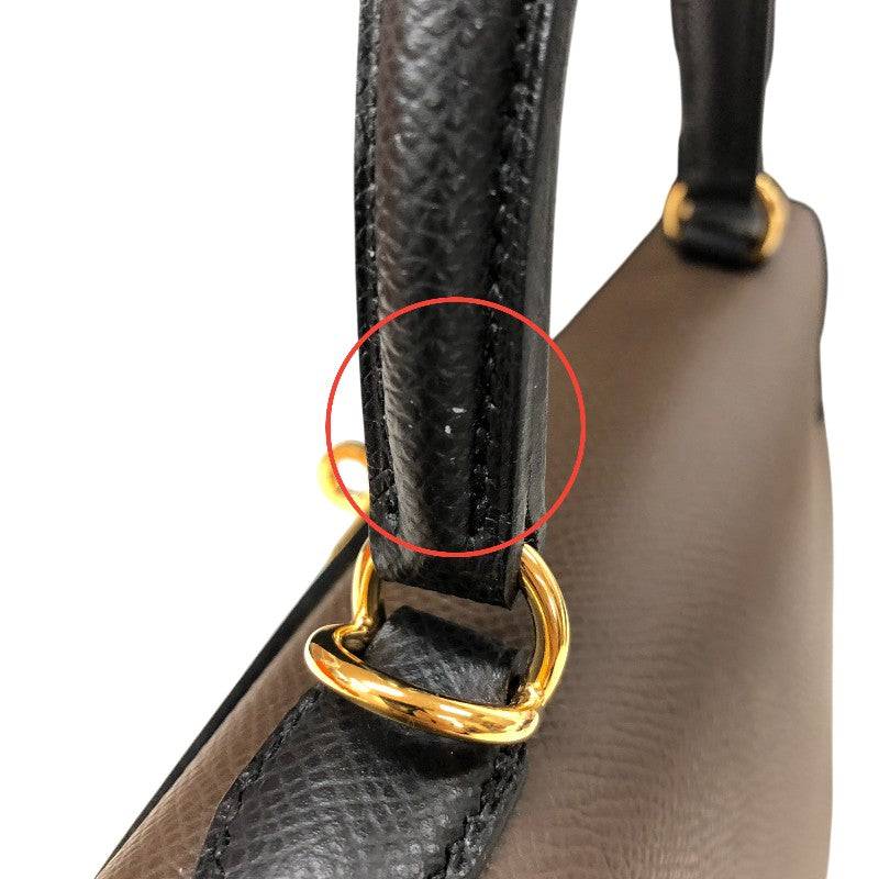 エルメス HERMES ケリー25 外縫い トリコロール B刻 エコルセ・エトゥープ・ブラック ゴールド金具 エプソン レディース ハンドバッグ
