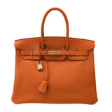 エルメス HERMES バーキン35 □G刻印 オレンジ ゴールド金具 トゴ レディース ハンドバッグ