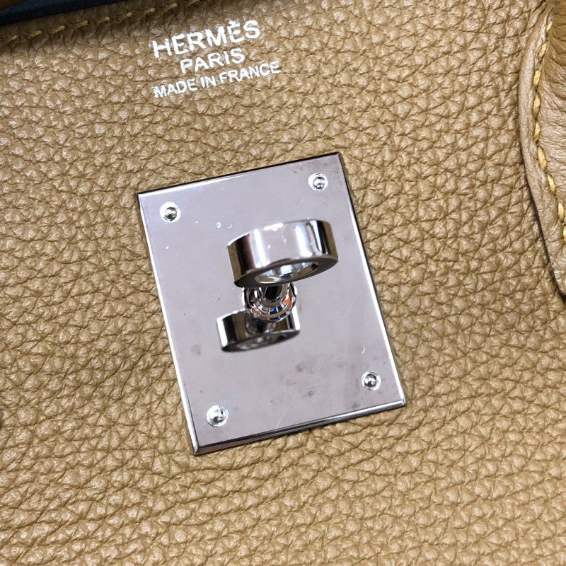 エルメス HERMES バーキン30ヴェルソ U刻印 ブロンズドレ・ブループリュム シルバー金具 トゴ レディース ハンドバッグ