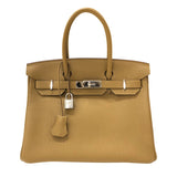 エルメス HERMES バーキン30ヴェルソ U刻印 ブロンズドレ・ブループリュム シルバー金具 トゴ レディース ハンドバッグ