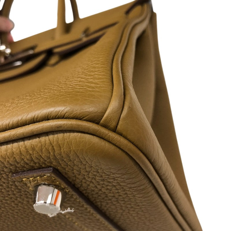 エルメス HERMES バーキン30ヴェルソ U刻印 ブロンズドレ・ブループリュム シルバー金具 トゴ レディース ハンドバッグ