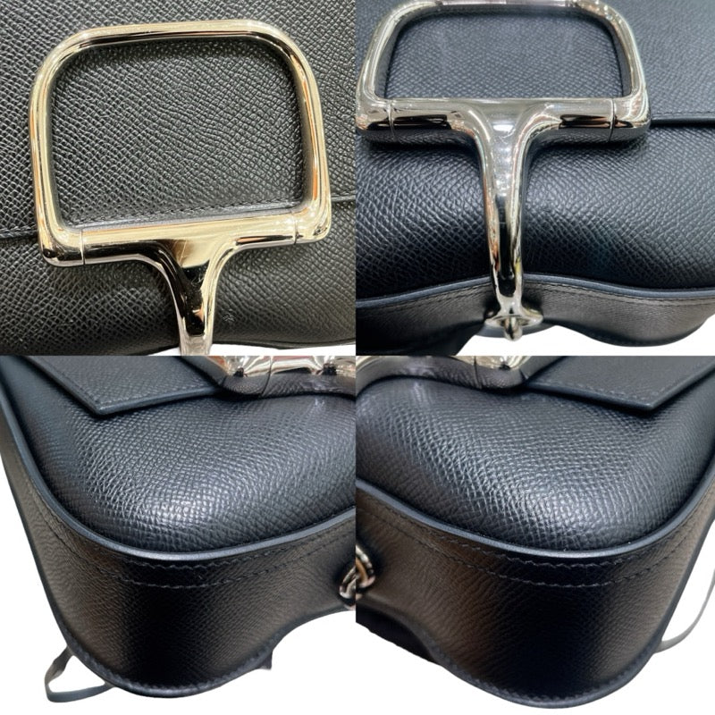 エルメス HERMES デッラカヴァッレリア ミニ U刻印 ブラック シルバー金具 エプソン レディース ショルダーバッグ