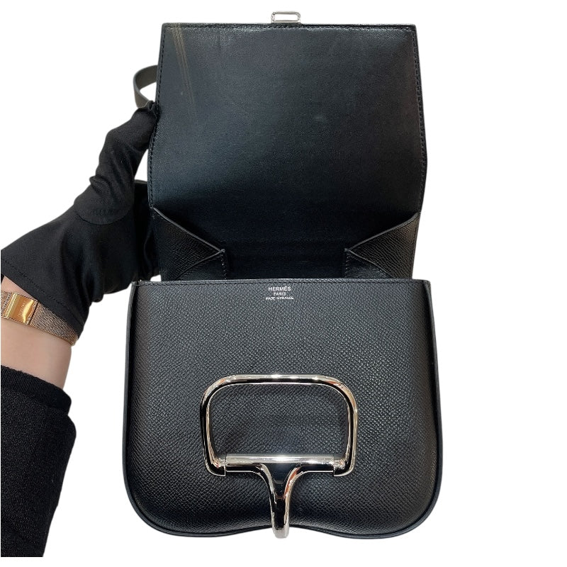 エルメス HERMES デッラカヴァッレリア ミニ U刻印 ブラック シルバー金具 エプソン レディース ショルダーバッグ