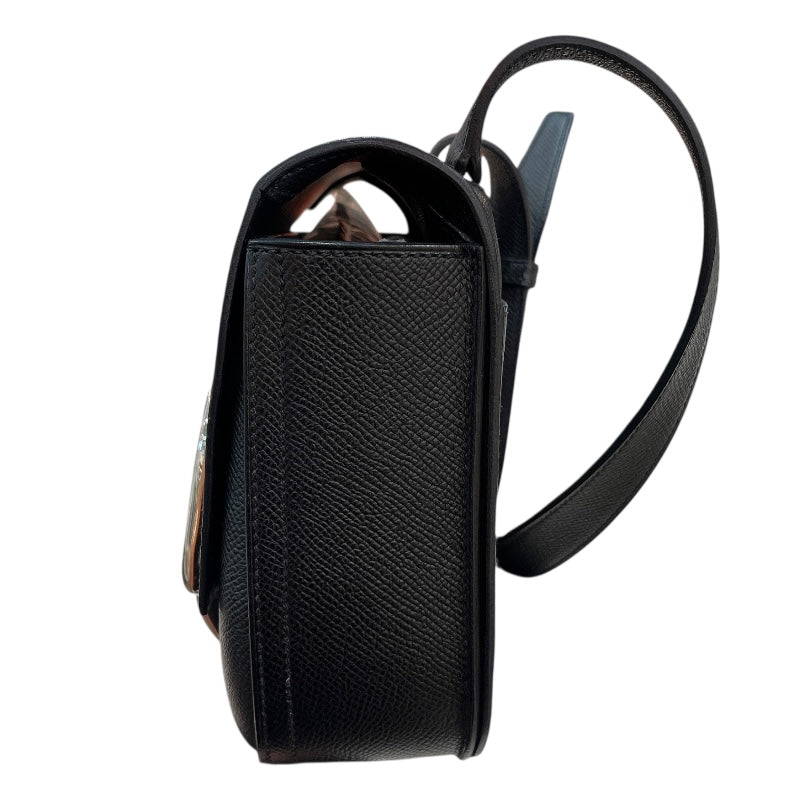 エルメス HERMES デッラカヴァッレリア ミニ U刻印 ブラック シルバー金具 エプソン レディース ショルダーバッグ
