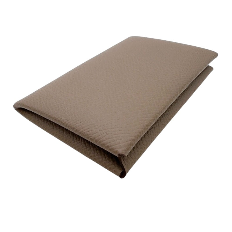 エルメス HERMES カルヴィ W刻印　(2024年製) グレー　 ヴォーエプソン ユニセックス カードケース