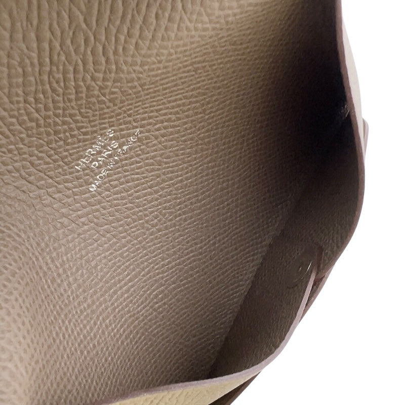 エルメス HERMES カルヴィ W刻印　(2024年製) グレー　 ヴォーエプソン ユニセックス カードケース