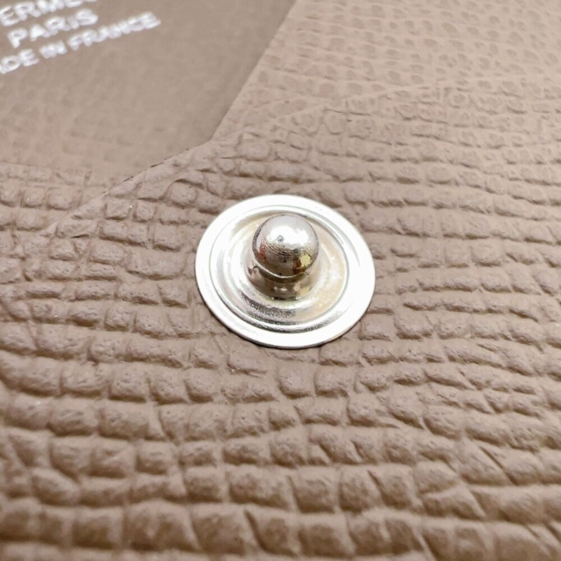 エルメス HERMES カルヴィ W刻印　(2024年製) グレー　 ヴォーエプソン ユニセックス カードケース