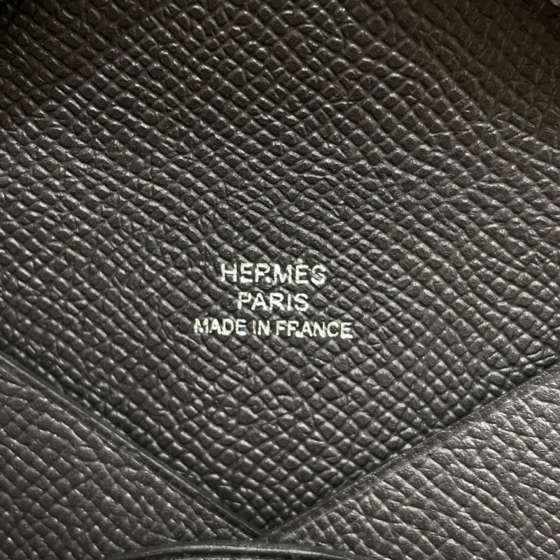 エルメス HERMES カルヴィ W刻 ブラック エプソン ユニセックス カードケース