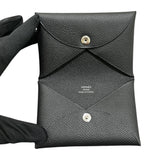 エルメス HERMES カルヴィ W刻 ブラック エプソン ユニセックス カードケース