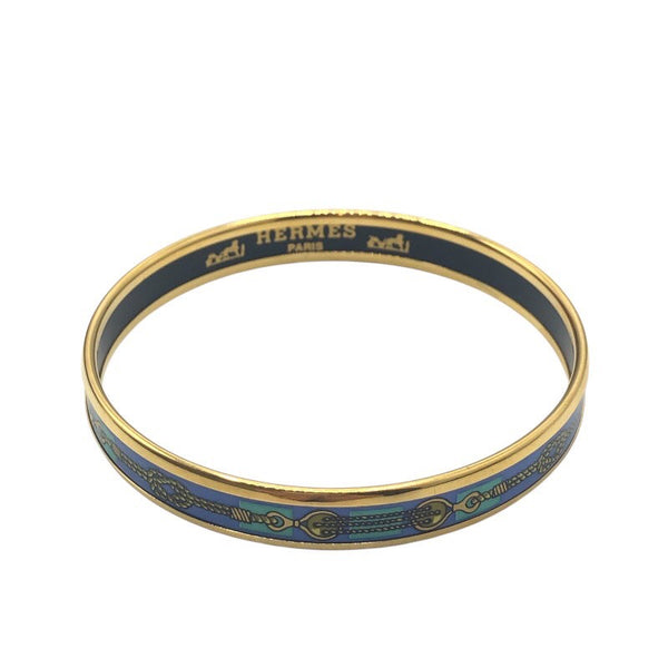 エルメス HERMES エマイユバングルPM ブルー/GD アクセサリー