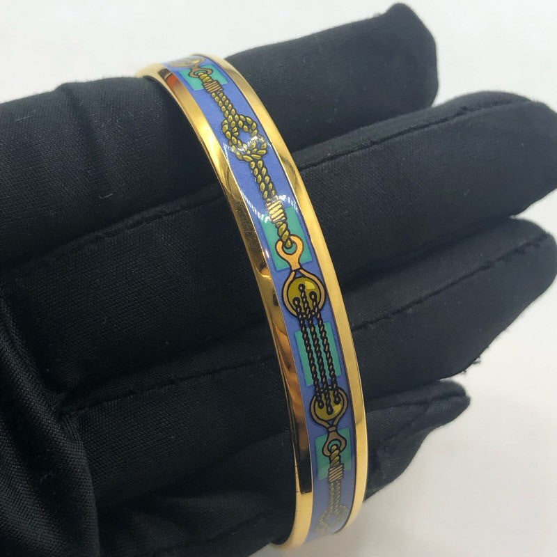 エルメス HERMES エマイユバングルPM ブルー/GD アクセサリー