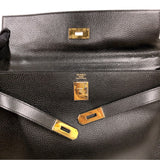 エルメス HERMES ケリー40 〇Ｓ刻印 ブラック×ゴールド金具 アルデンヌ レディース ハンドバッグ