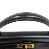 エルメス HERMES ケリー40 〇Ｓ刻印 ブラック×ゴールド金具 アルデンヌ レディース ハンドバッグ