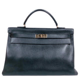 エルメス HERMES ケリー40 〇Ｓ刻印 ブラック×ゴールド金具 アルデンヌ レディース ハンドバッグ