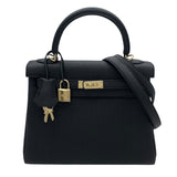 エルメス HERMES ケリー25　内縫い W刻 ブラック GD金具 トゴ レディース ショルダーバッグ