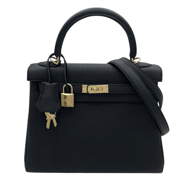 エルメス HERMES ケリー25　内縫い W刻 ブラック GD金具 トゴ レディース ショルダーバッグ