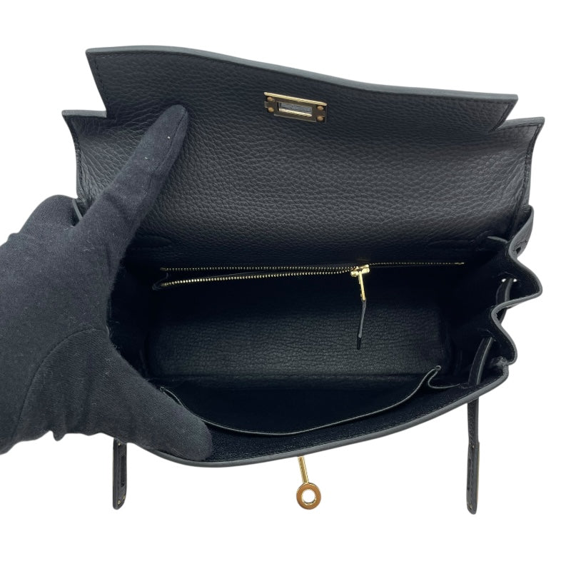 エルメス HERMES ケリー25　内縫い W刻 ブラック GD金具 トゴ レディース ショルダーバッグ