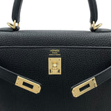 エルメス HERMES ケリー25　内縫い W刻 ブラック GD金具 トゴ レディース ショルダーバッグ