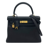 エルメス HERMES ケリー28 W刻 ブラック GD金具 トゴ レディース ショルダーバッグ