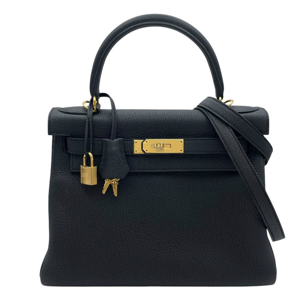 エルメス HERMES ケリー28 W刻 ブラック GD金具 トゴ レディース ショルダーバッグ