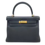 エルメス HERMES ケリー28 W刻 ブラック GD金具 トゴ レディース ショルダーバッグ