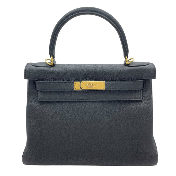 エルメス HERMES ケリー28 W刻 ブラック GD金具 トゴ レディース ショルダーバッグ