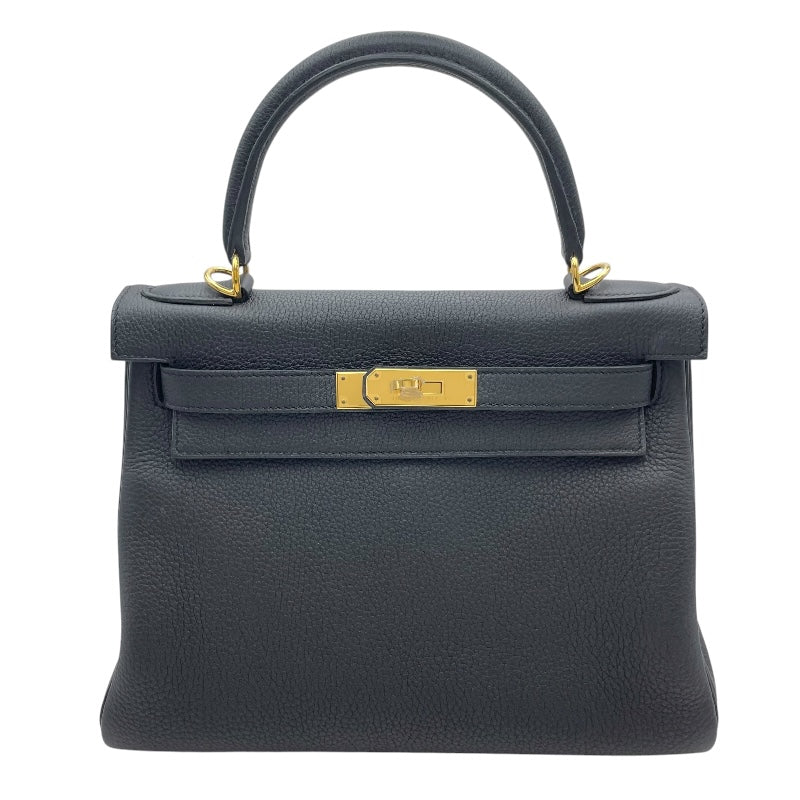 エルメス HERMES ケリー28 W刻 ブラック GD金具 トゴ レディース ショルダーバッグ