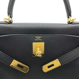 エルメス HERMES ケリー28 W刻 ブラック GD金具 トゴ レディース ショルダーバッグ