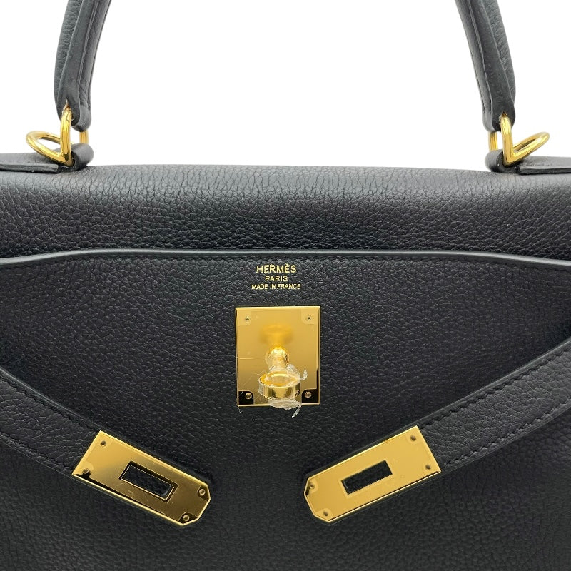 エルメス HERMES ケリー28 W刻 ブラック GD金具 トゴ レディース ショルダーバッグ