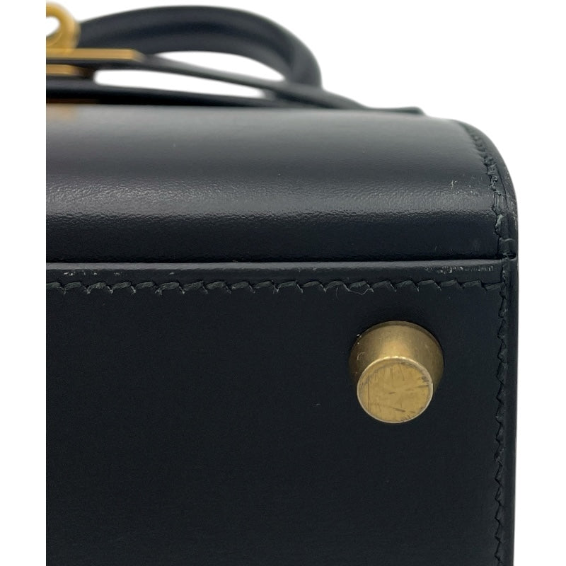 エルメス HERMES ミニケリー20 〇X刻 ブラック GD金具 ボックスカーフ レディース ショルダーバッグ