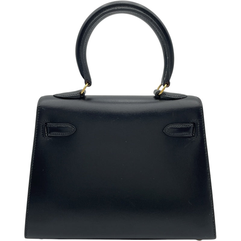 エルメス HERMES ミニケリー20 〇X刻 ブラック GD金具 ボックスカーフ レディース ショルダーバッグ