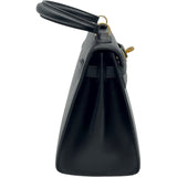 エルメス HERMES ミニケリー20 〇X刻 ブラック GD金具 ボックスカーフ レディース ショルダーバッグ