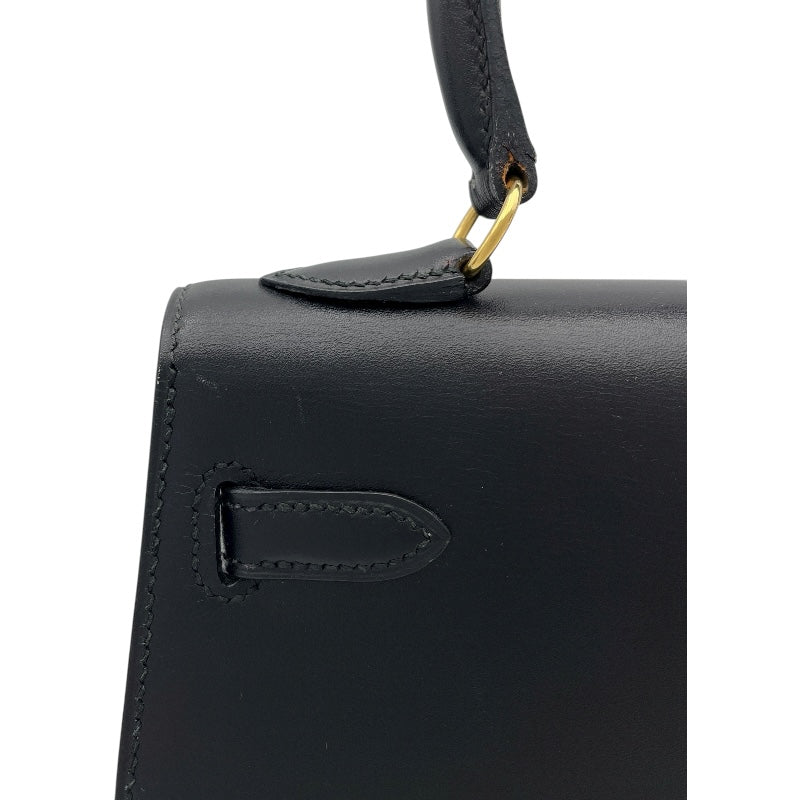 エルメス HERMES ミニケリー20 〇X刻 ブラック GD金具 ボックスカーフ レディース ショルダーバッグ