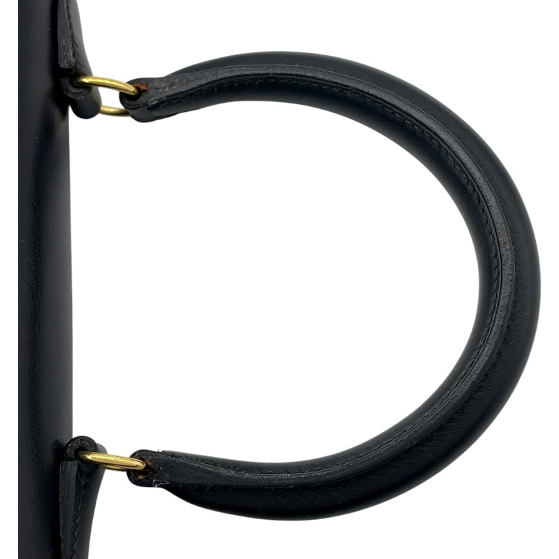 エルメス HERMES ミニケリー20 〇X刻 ブラック GD金具 ボックスカーフ レディース ショルダーバッグ