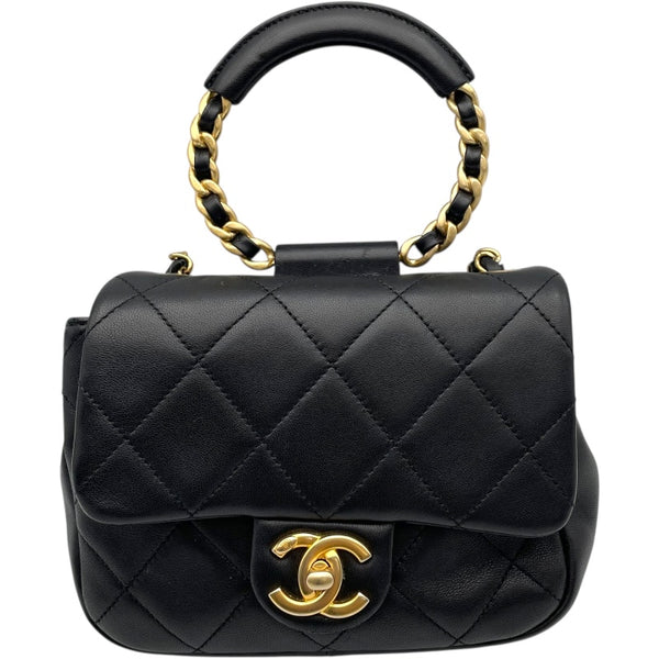 シャネル CHANEL マトラッセトップハンドルミニ AS1357 28番台 ブラック GD金具 ラム レディース ハンドバッグ