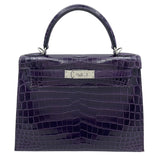 エルメス HERMES ケリー28 □N刻 アメジスト SV金具 二ロティカス レディース ショルダーバッグ