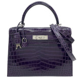エルメス HERMES ケリー28 □N刻 アメジスト SV金具 二ロティカス レディース ショルダーバッグ