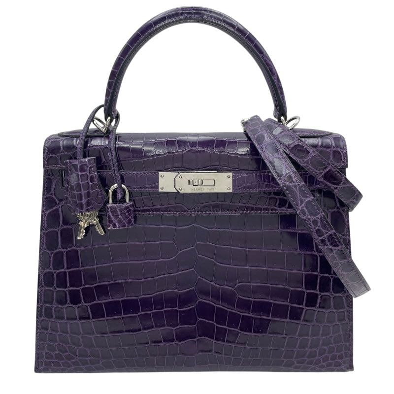 エルメス HERMES ケリー28 □N刻 アメジスト SV金具 二ロティカス レディース ショルダーバッグ