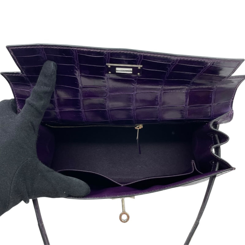 エルメス HERMES ケリー28 □N刻 アメジスト SV金具 二ロティカス レディース ショルダーバッグ