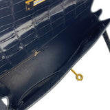 エルメス HERMES ケリー28 外縫い ○V刻 ブラック GD金具 ポロサスリセ レディース ショルダーバッグ