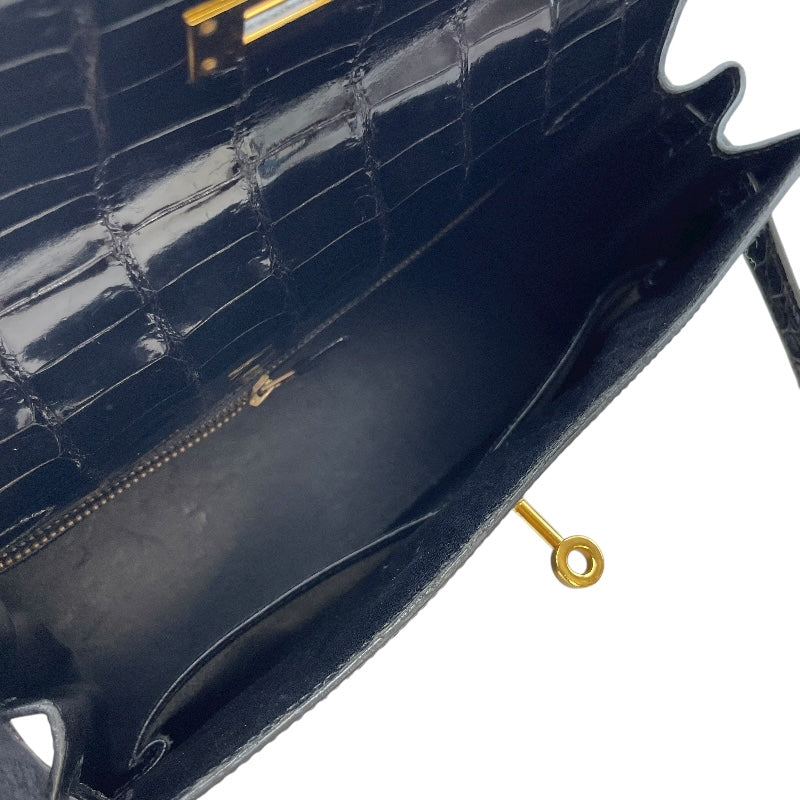 エルメス HERMES ケリー28 外縫い ○V刻 ブラック GD金具 ポロサスリセ レディース ショルダーバッグ